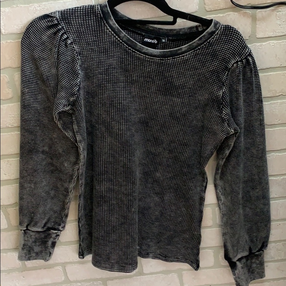 Mono B Black Puff Sleeve Long Sleeve